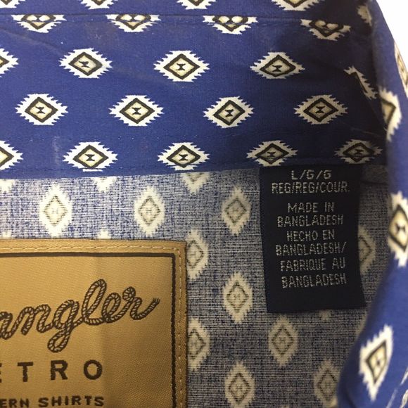 EUC Wrangler Retro Mens Diamond Short Sleeve Pearl Snap Shirt size Large - Picture 8 of 11